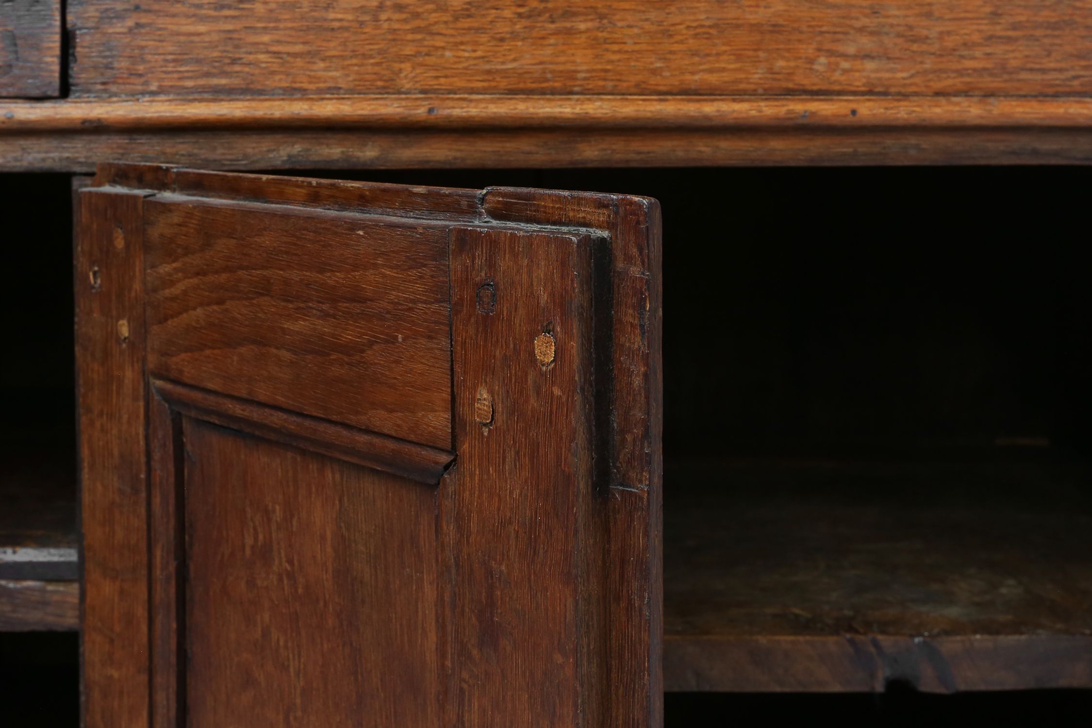Early 18th Century Vitrine Cabinet in oak with original glass windows, Germanythumbnail